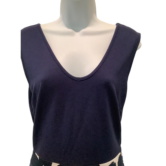 MIUSOL CLASSIC SLEEVELESS  NAVY BLUE AND WHITE FLORAL DRESS S - Picture 4 of 10